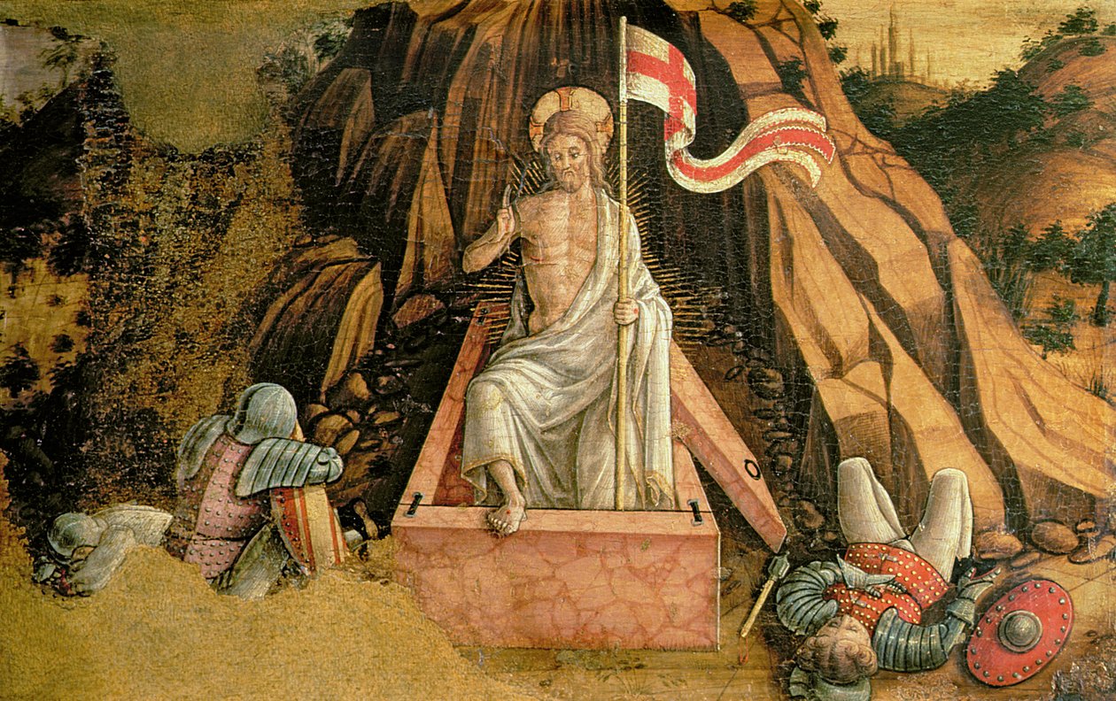 The Resurrection, right hand predella panel from the San Silvestro polyptych, 1468 by Carlo Crivelli