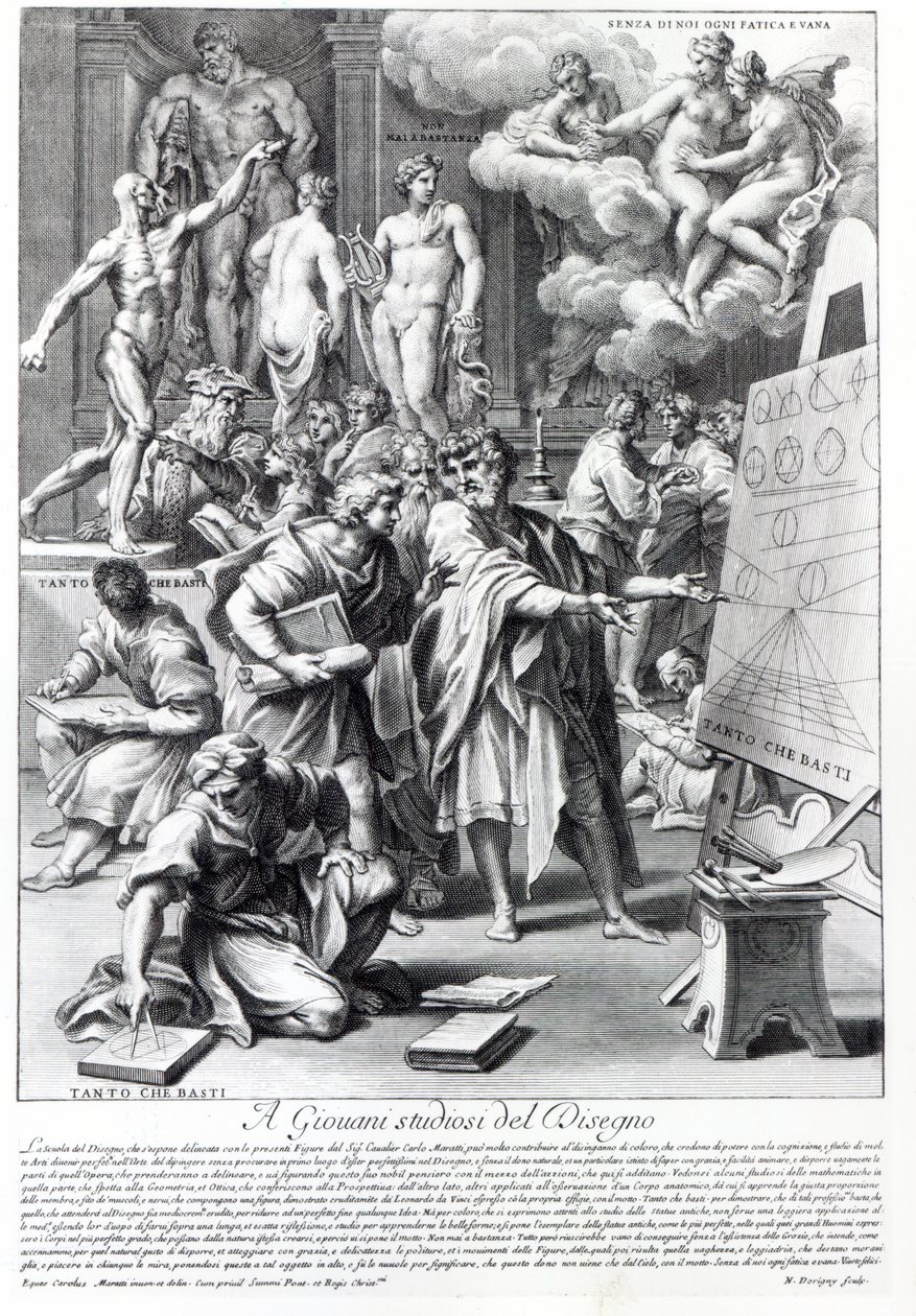 Allegory of a Design Studio, engraved by Nicolas Dorigny by Carlo Maratta or Maratti