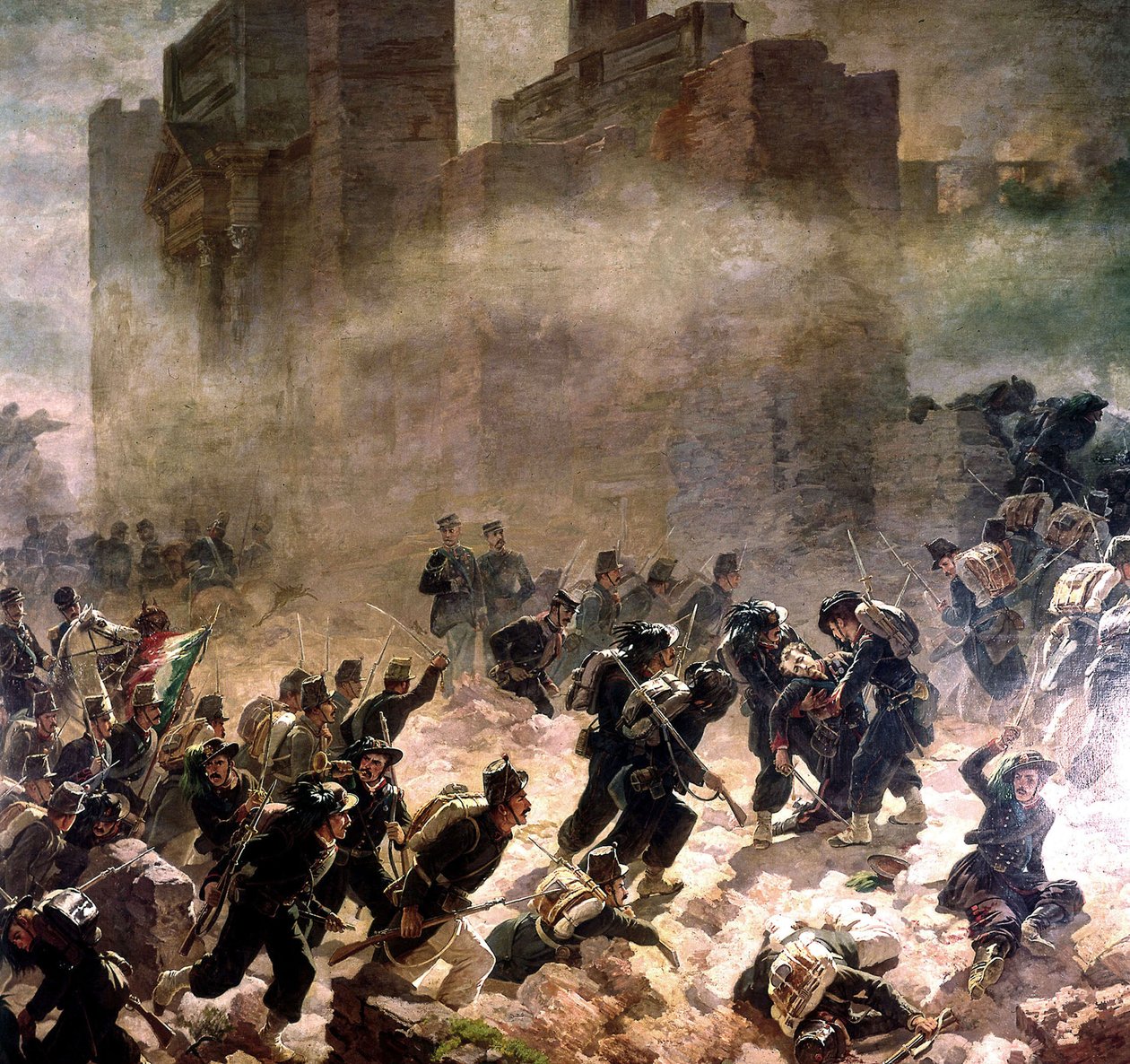 Breach in Pia gate in Rome at time of Risorgimento (unification of Italy) 1870 by Carlo Ademollo