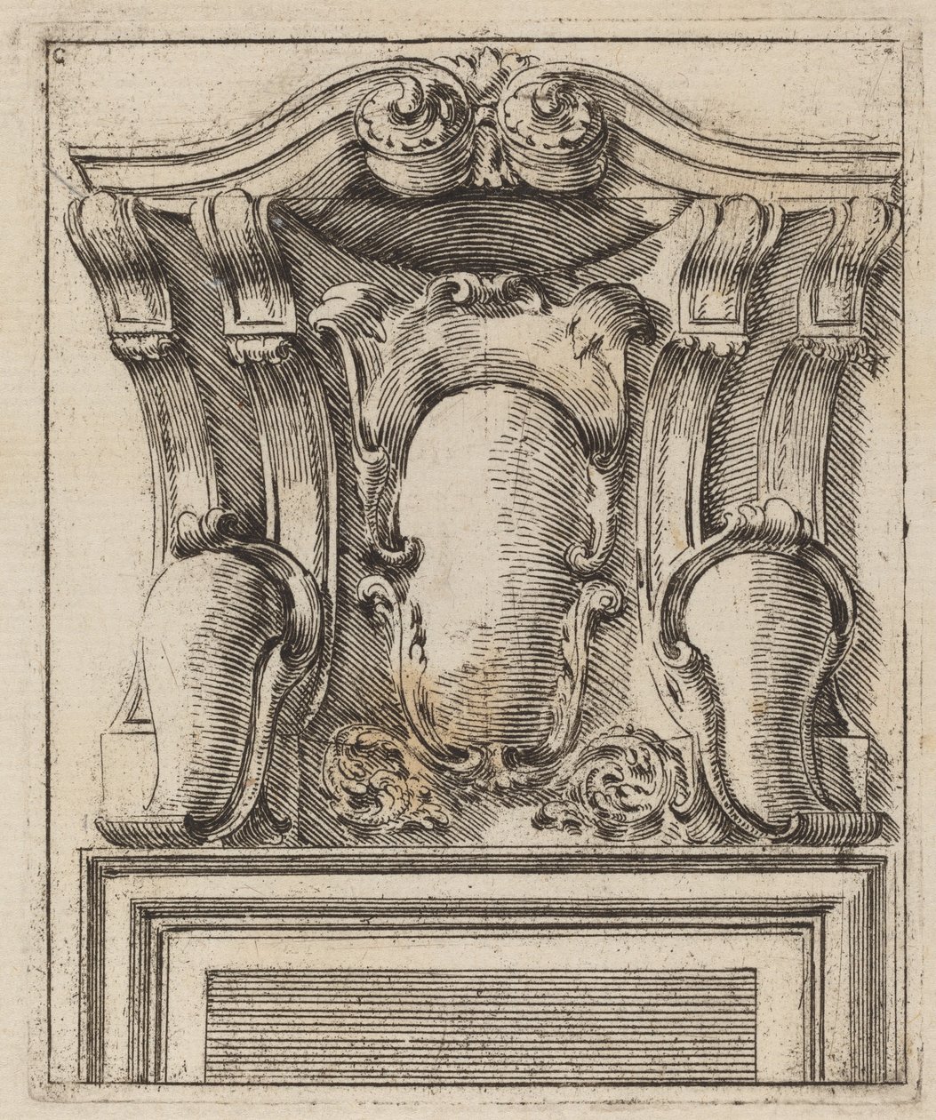 Architectural Motif with Three Shields by Carlo Antonio Buffagnotti