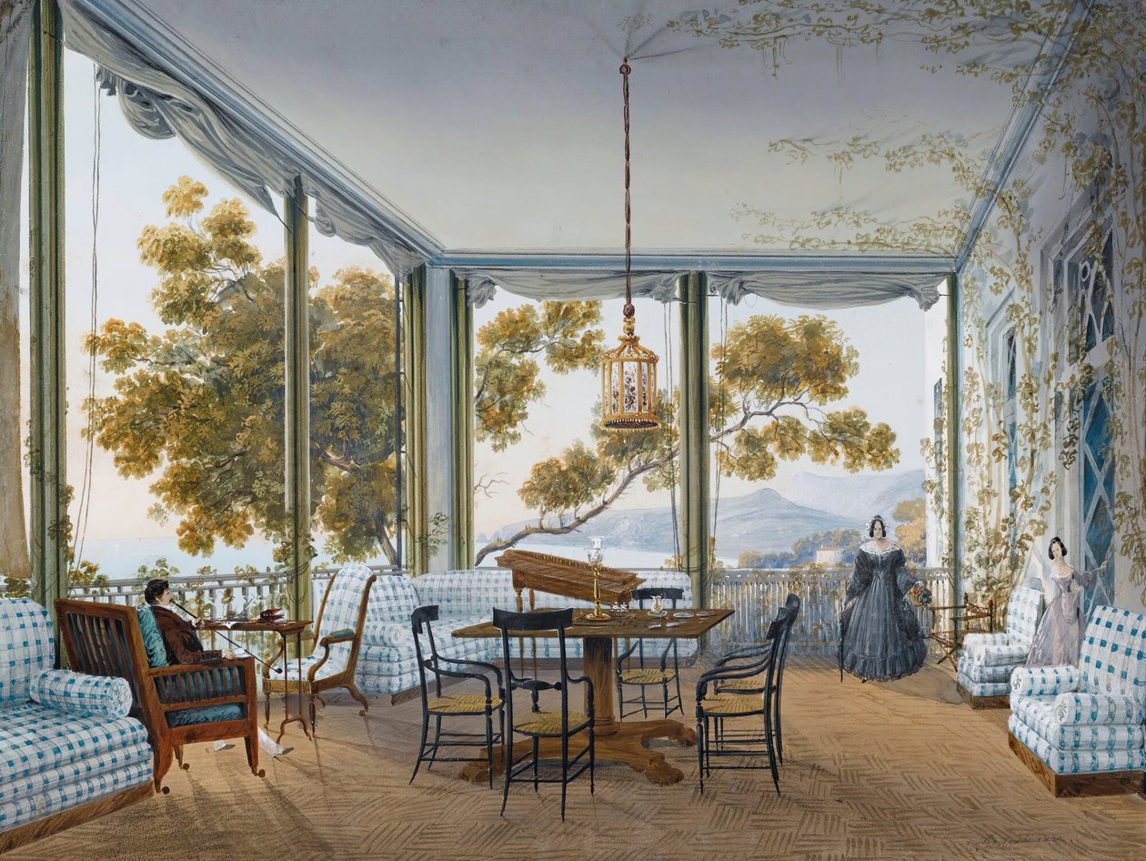 Interior in the Naryshkin Palace of Miskhor by Carlo Bossoli
