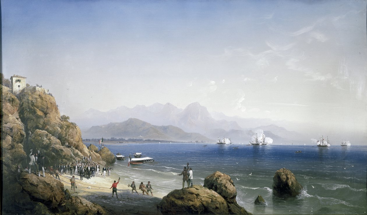 Laying of the Submarine Cable in La Spezia, Second Half of the 19th Century by Carlo Bossoli