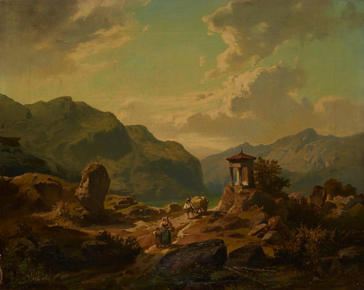 Mountain Landscape with Lake by Carlo Brioschi