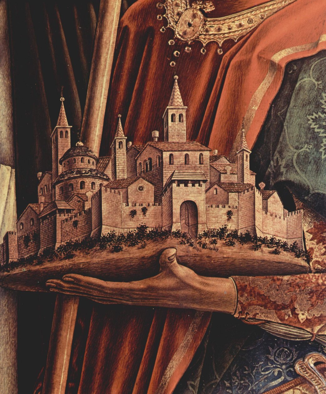 Altar Triptych, Right Panel: Saint Peter Martyr and Saint Venetianus of Camerino, (detail) by Carlo Crivelli