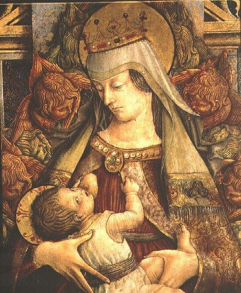 Madonna Suckling her Child (detail) by Carlo Crivelli