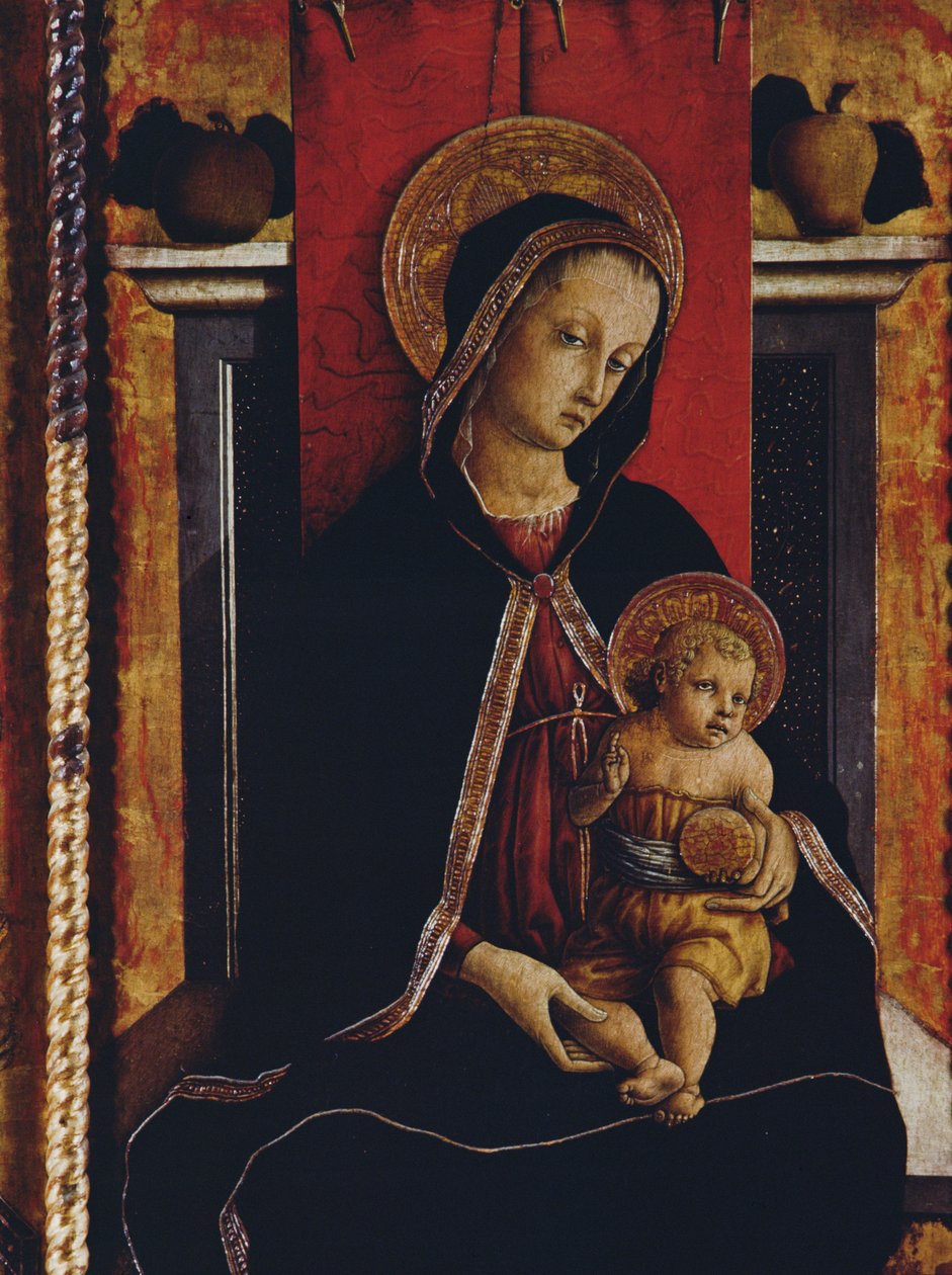 Madonna and Child (detail) from the San Silvestro Polyptych, 1468 by Carlo Crivelli