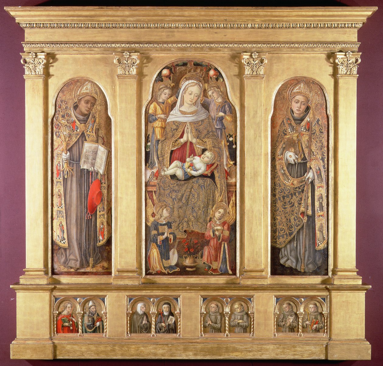Virgin and Child with Saints Bonaventura and Louis of Toulouse, c.1489 by Carlo Crivelli