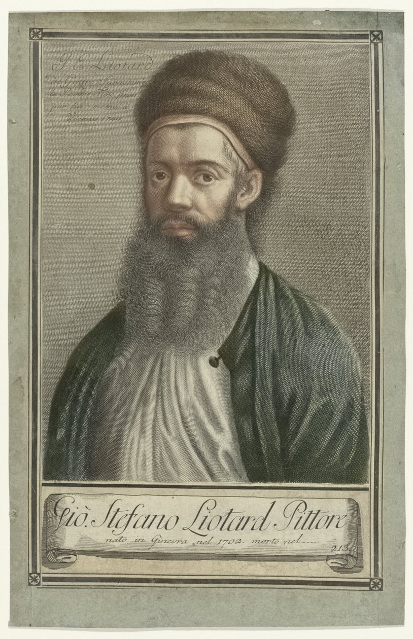 Portrait of Painter Jean-Etienne Liotard in Turkish Attire with Beard and Fur Hat (Portraits of Artists) by Carlo Gregori (possibly)