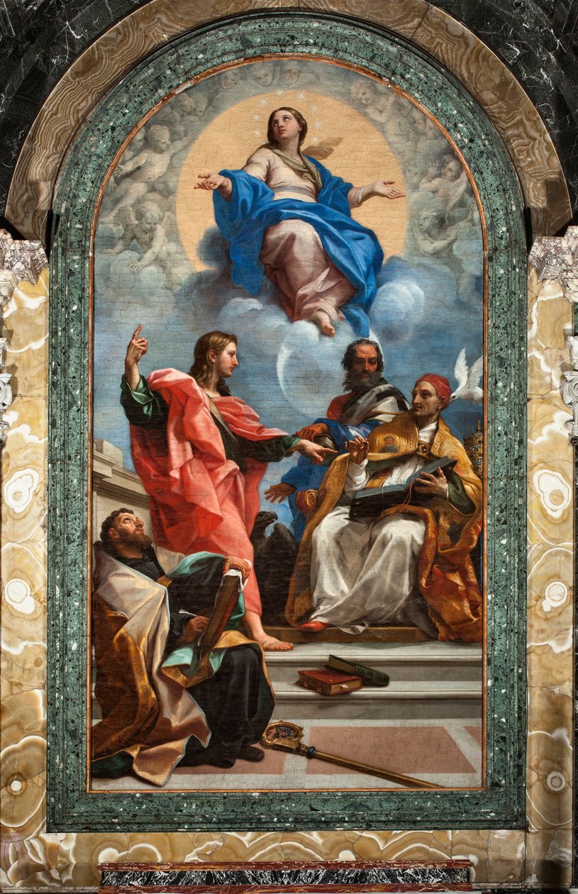 Immaculate Conception and Saint John the Evangelist, Saint Gregoire the Great, Saint John Chrysostom and Saint Augustine by Carlo Maratta or Maratti