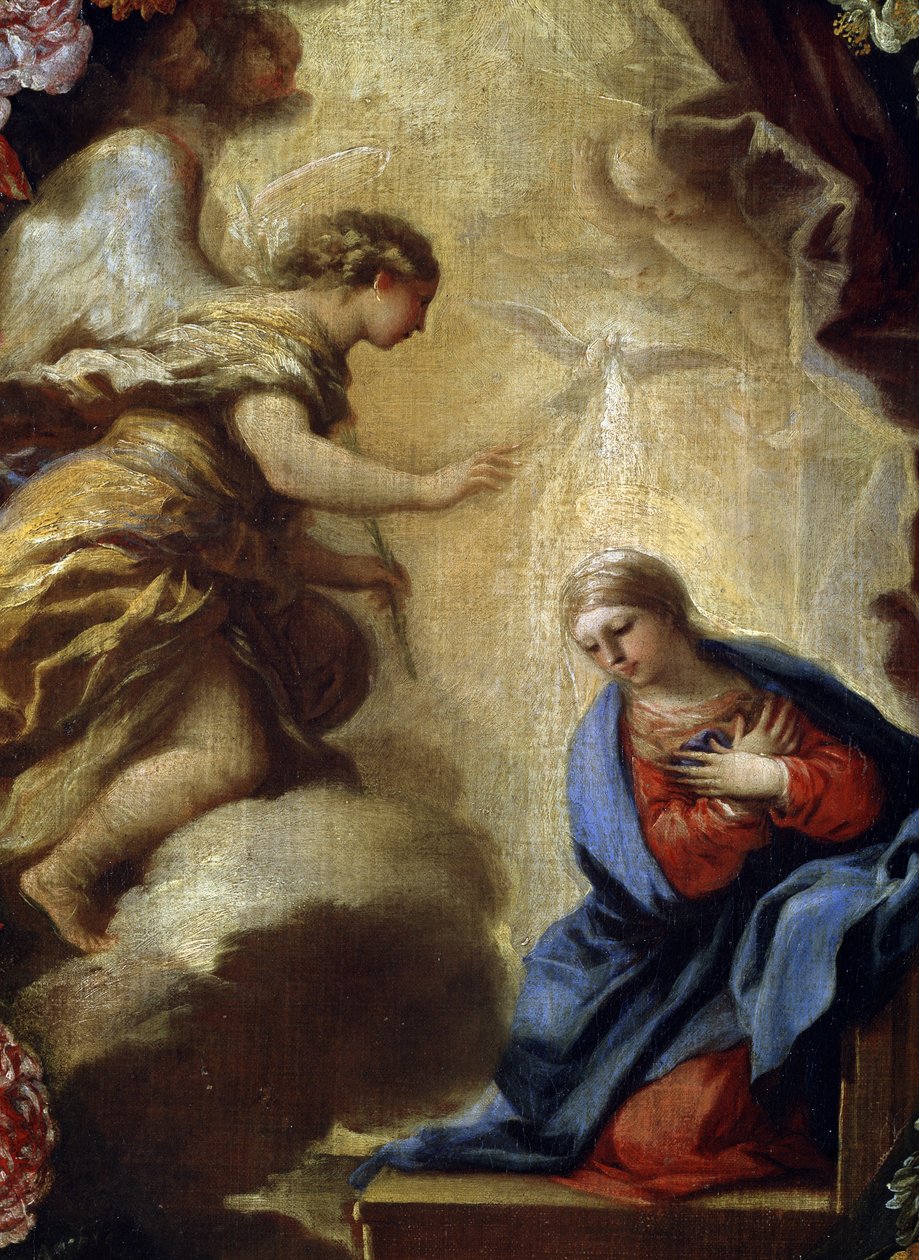 The Annunciation to the Flowers (detail) by Carlo Maratta or Maratti