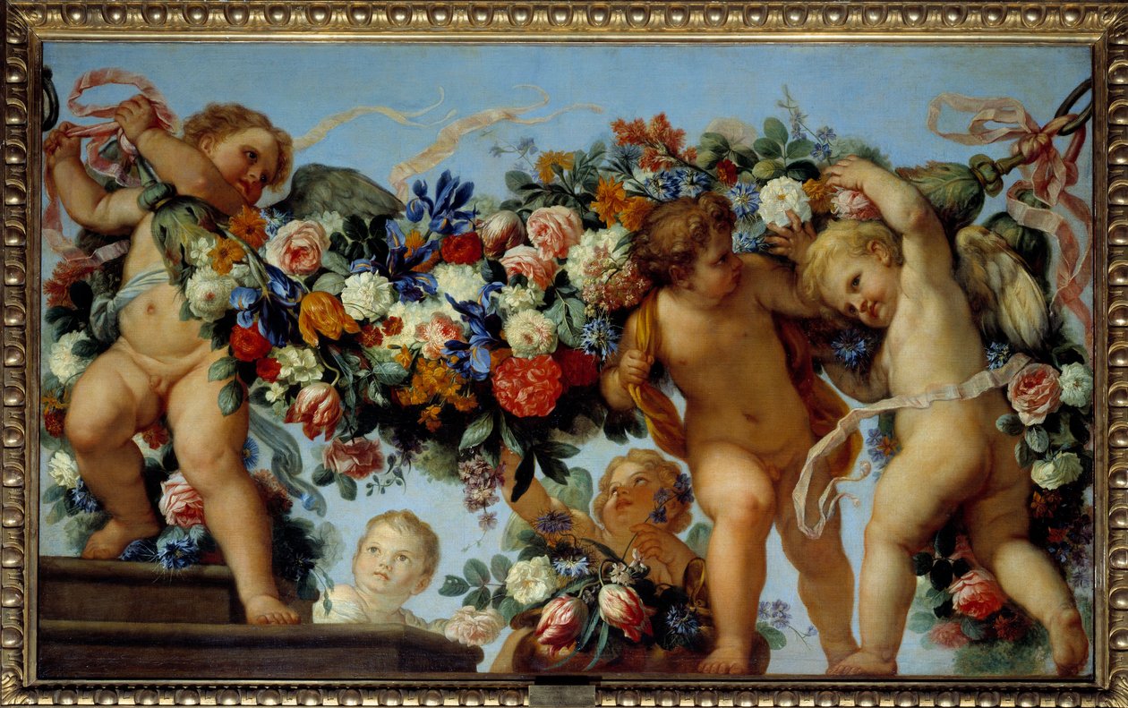 Love and Garlands of Flowers by Carlo Maratta or Maratti