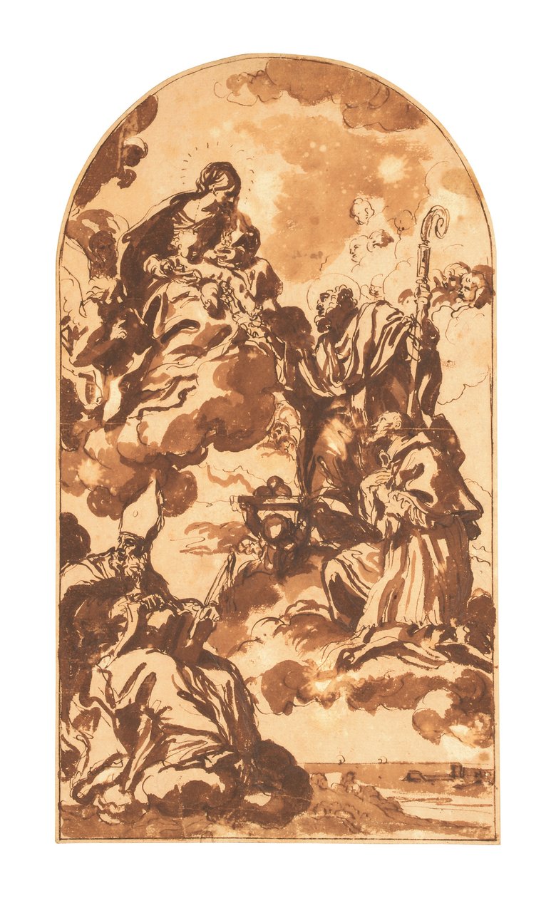 The Madonna and Child appearing to Saints Ambrosius, Francis of Sales and Nicholas of Bari by Carlo Maratta or Maratti