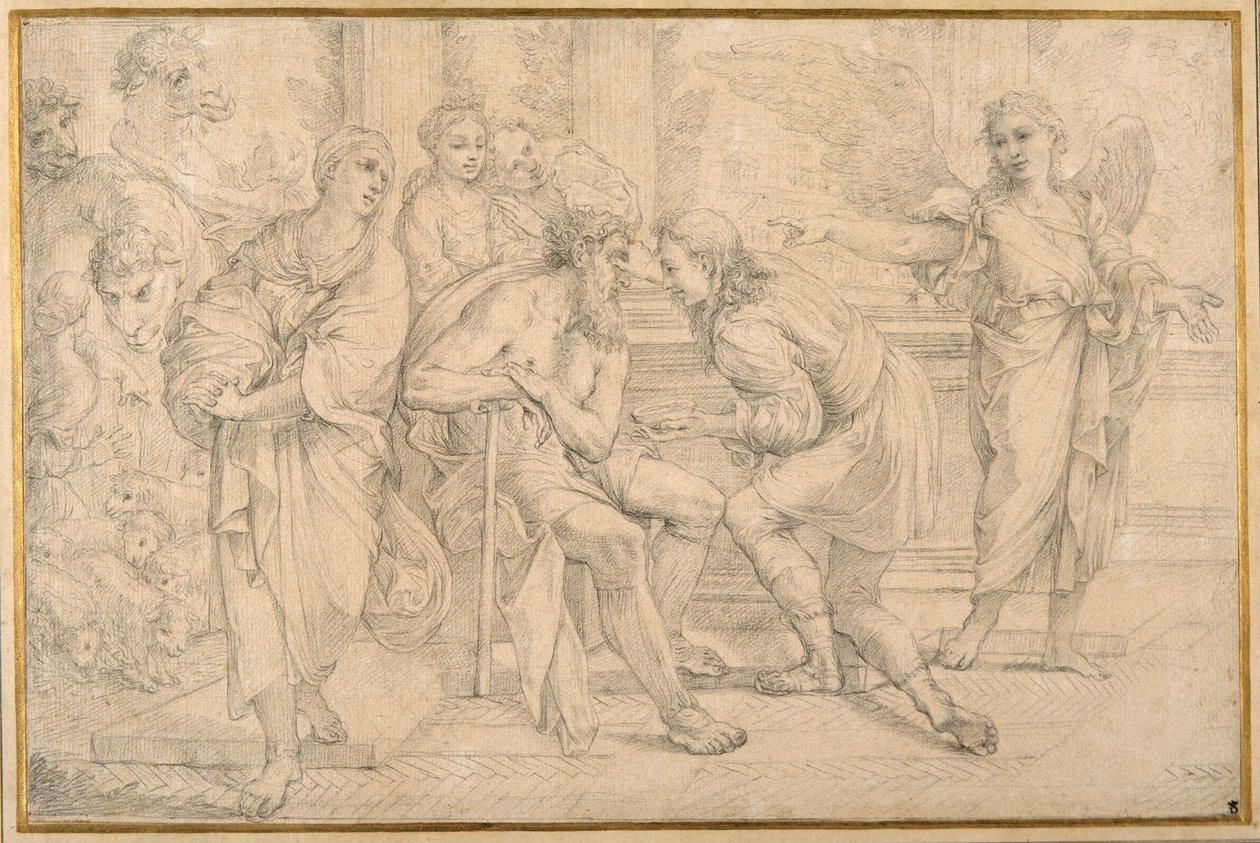 Tobias healing the blindness of Tobit with the gall of the fish by Carlo Maratti