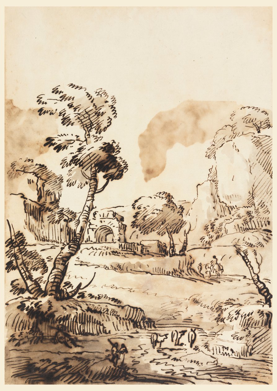 A Pastoral Landscape by Carlo Marchionni