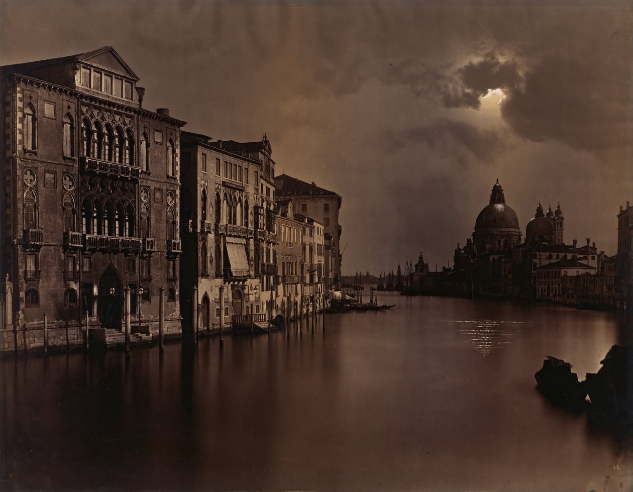 Night View of the Grand Canal, Venice, ca. 1875 by Carlo Naya