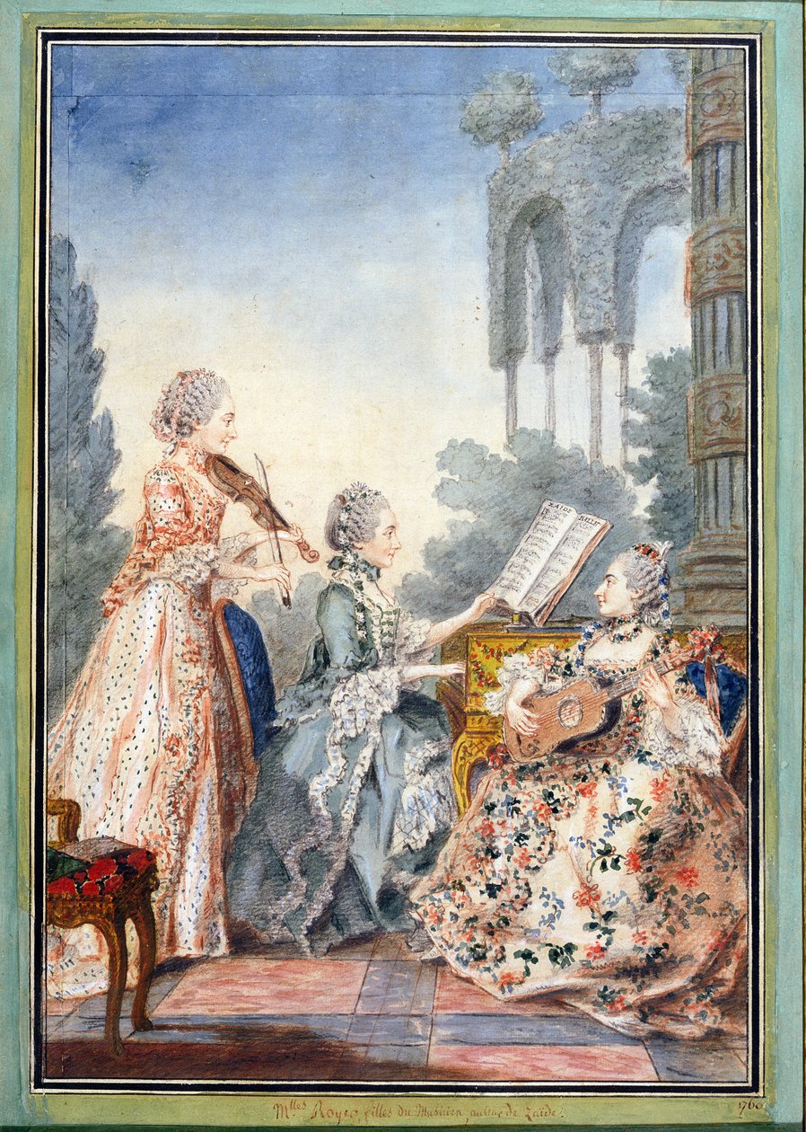 The Three Daughters of the Composer Joseph-Nicolas-Pancrace Royer Playing Music from His Ballet Zaide, c.1760 by Louis Carrogis dit Carmontelle
