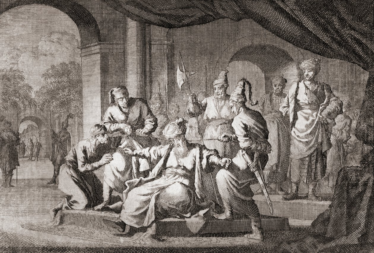 Noble strangled with a silken cord. Ottoman Empire by Caspar (after) Luyken