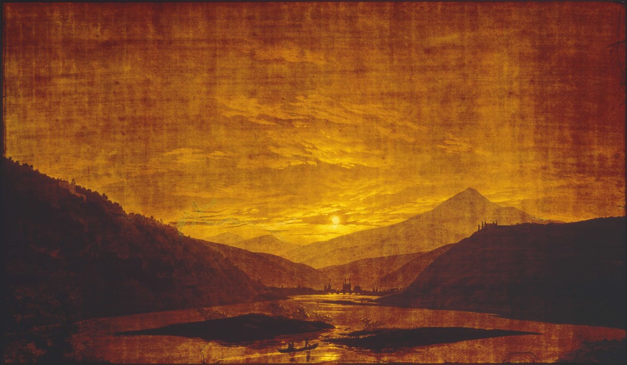 River Landscape at Night by Caspar David Friedrich
