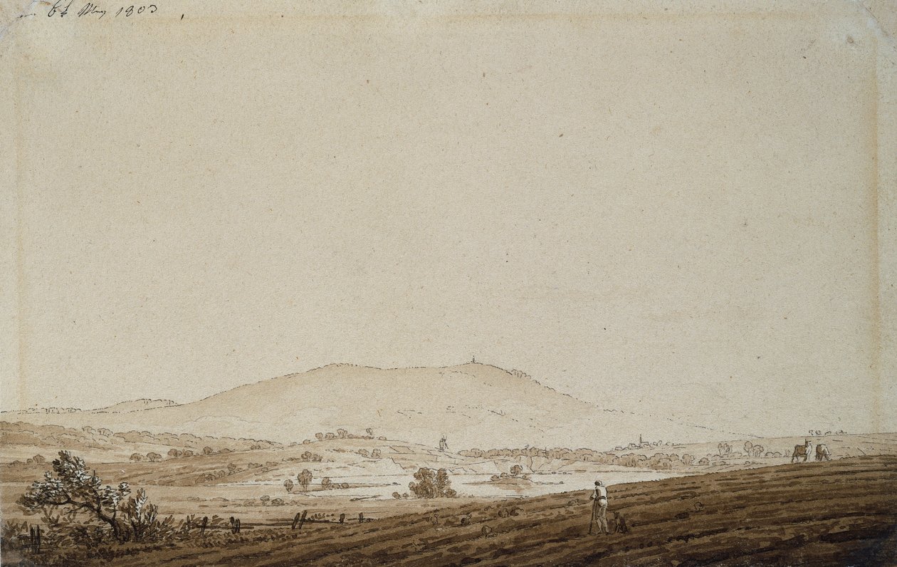 Landscape in Bohemia with a View of Mount Jeschken by Caspar David Friedrich