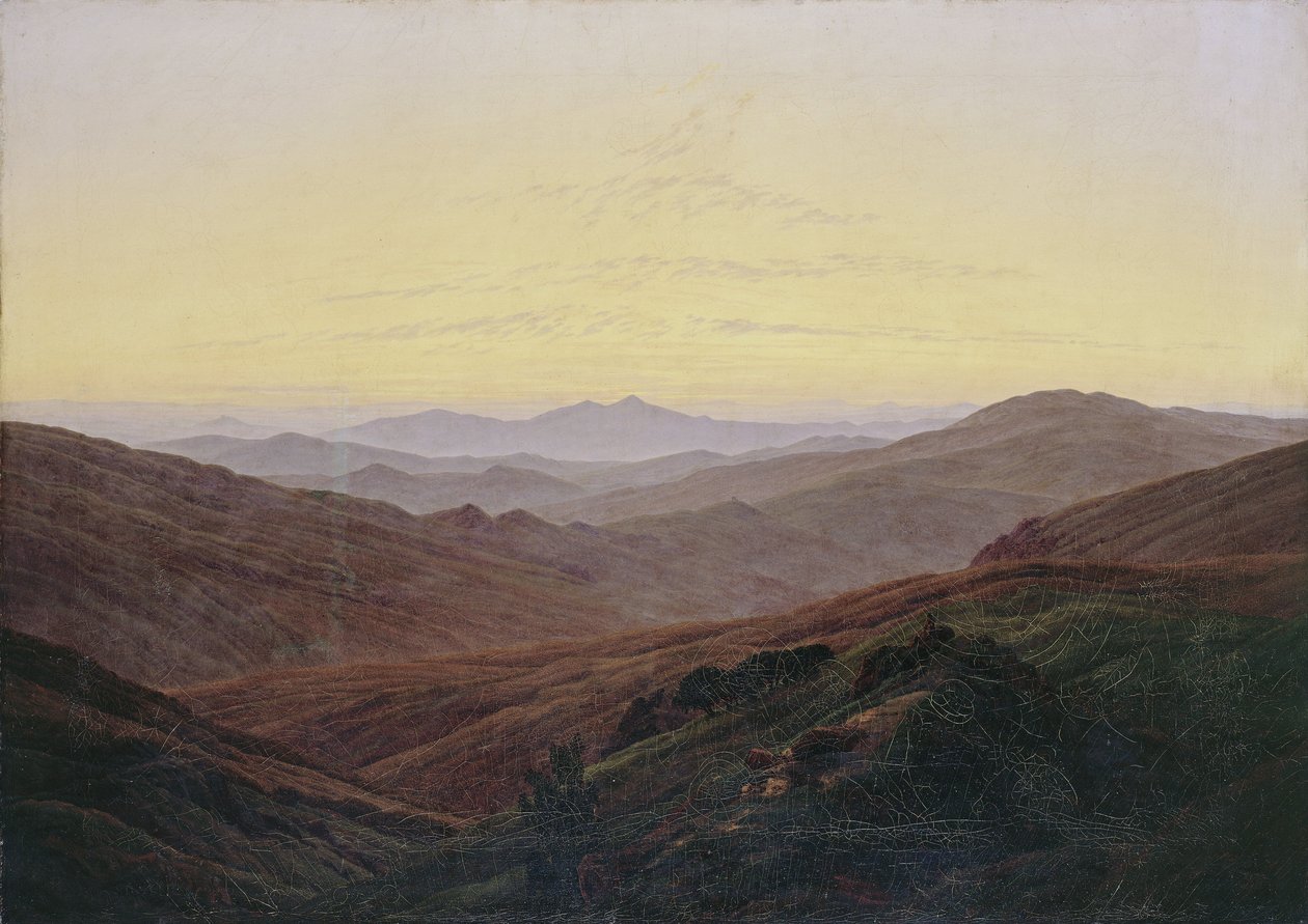 Krkonoše / Before sunrise in the mountains by Caspar David Friedrich