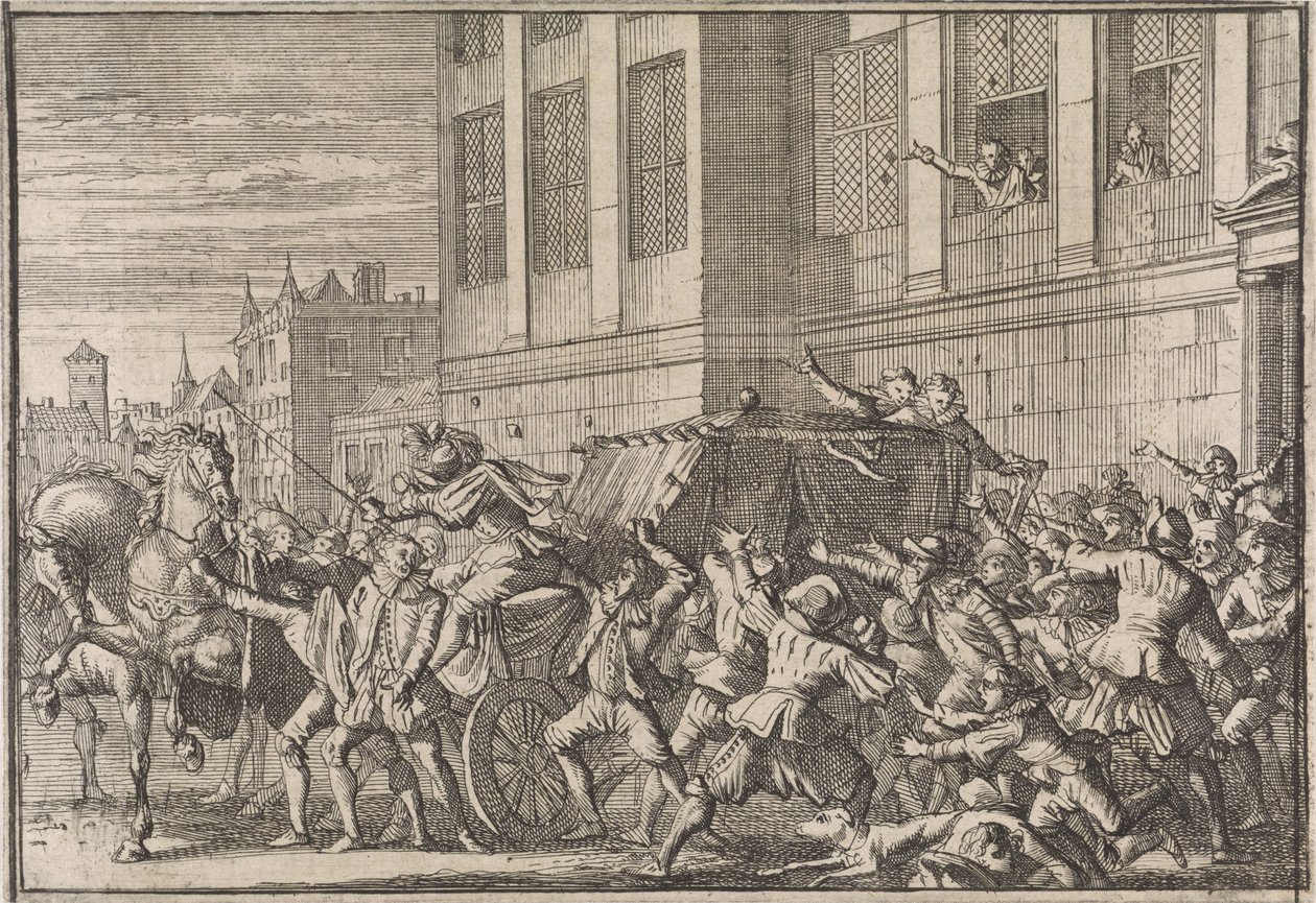 Attack in Madrid on the Carriage of the Count of Olivares, Gaspard de Guzmán, 1643 by Caspar Luyken (attributed to)