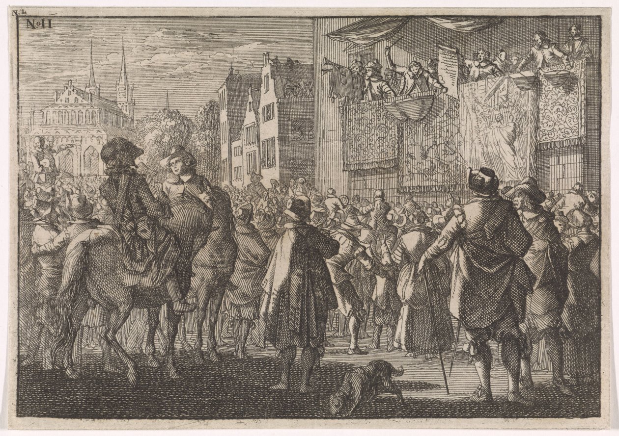 Proclamation of the Peace of Osnabrück in a City, 1648 by Caspar Luyken (attributed to)
