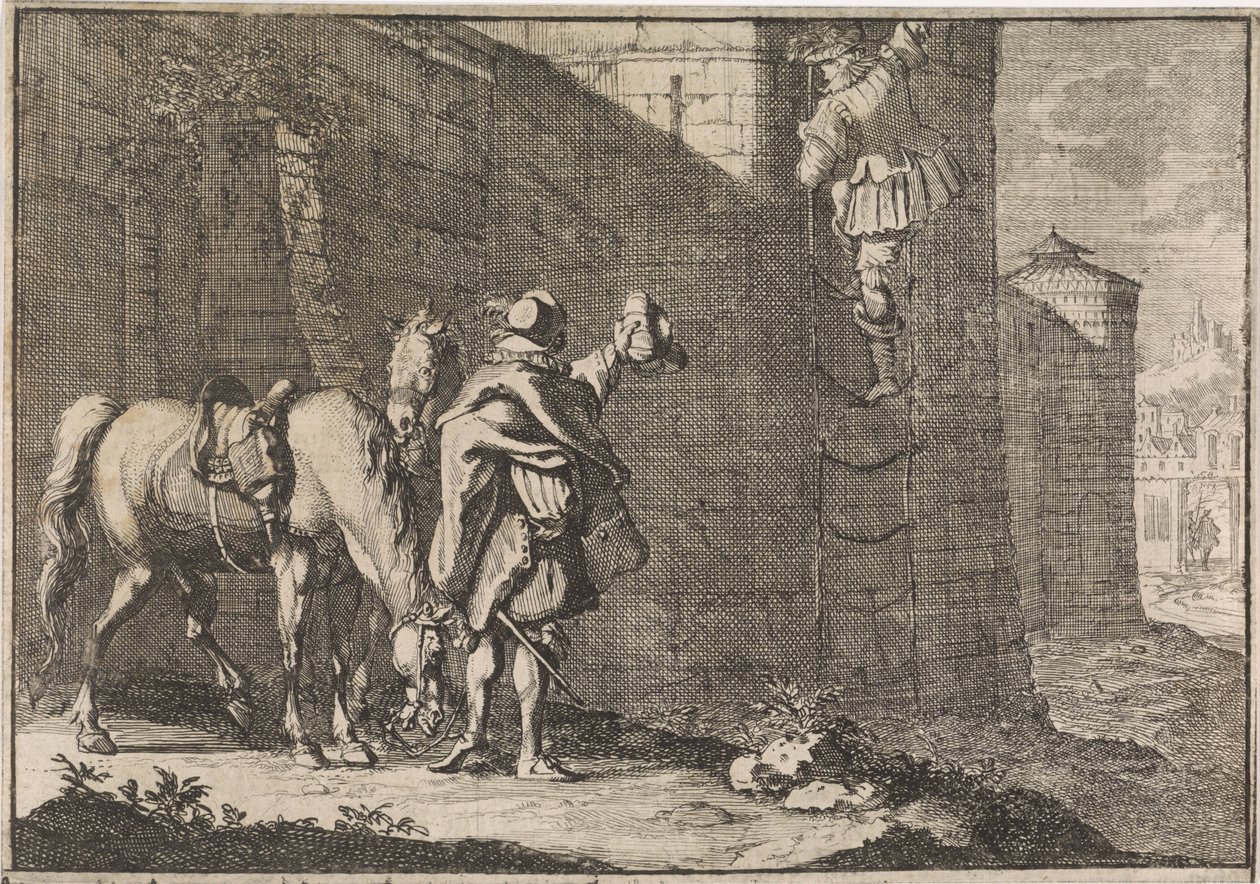 General Hans Georg von Arnim-Boitzenburg Escapes from Prison via a Rope Ladder, 1638 by Caspar Luyken (attributed to)