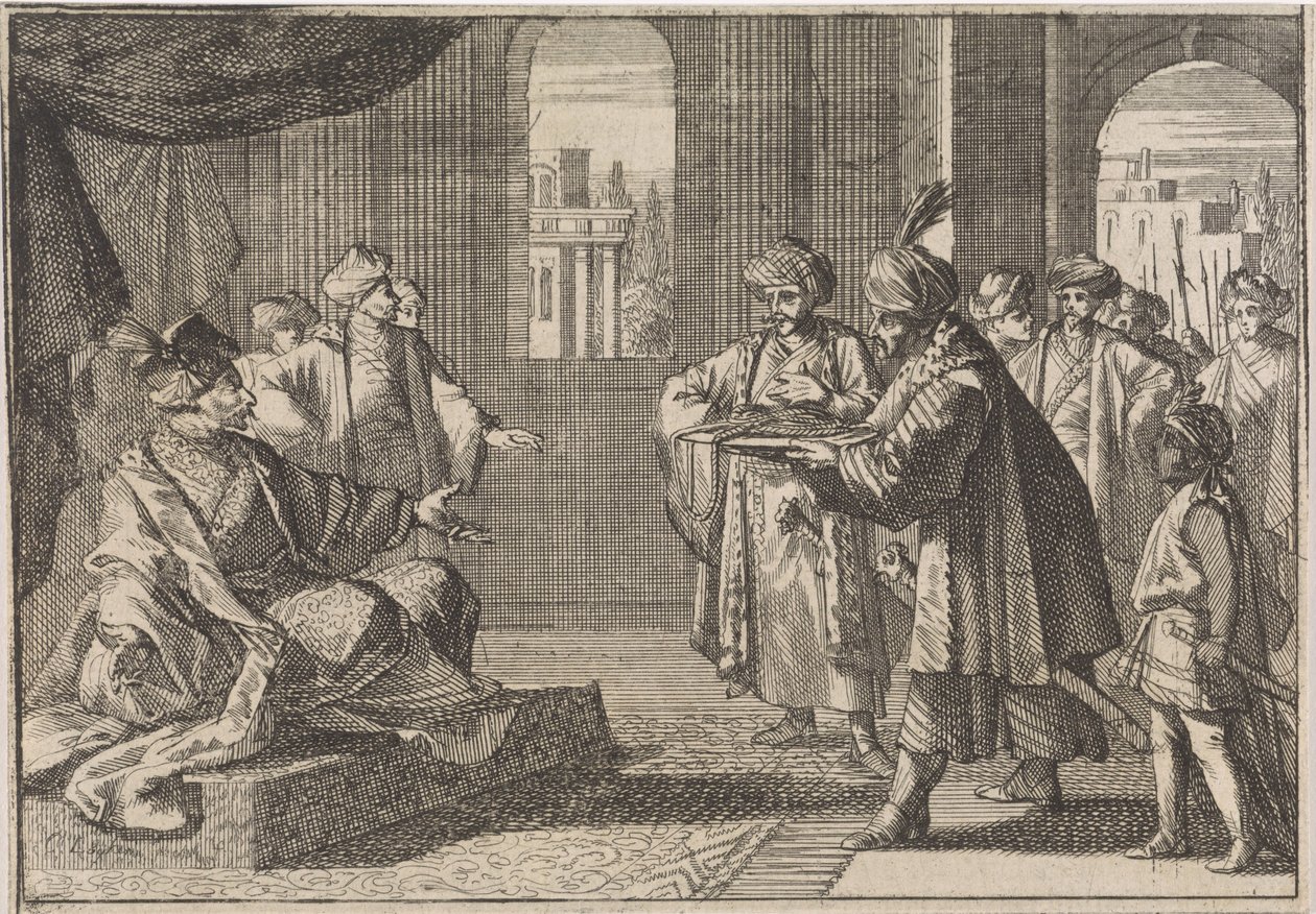 Guei-tschun, First Minister under Emperor Chongzhen, is Given a Silk Rope to Hang Himself, 1643 by Caspar Luyken