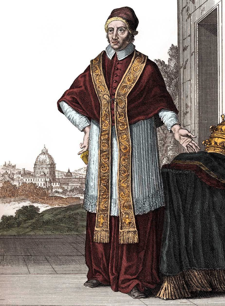 Portrait of Pope Clement XI (pope from 1700 to 1721) - Drawings by Caspar Luyken - Engraved & Published by Christoph Weigel (Nuremberg 1703) by Caspar Luyken