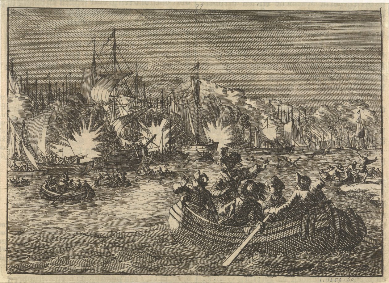 Spanish Fleet on the Scheldt Conquered and Burned by the Dutch, 1631 by Caspar Luyken