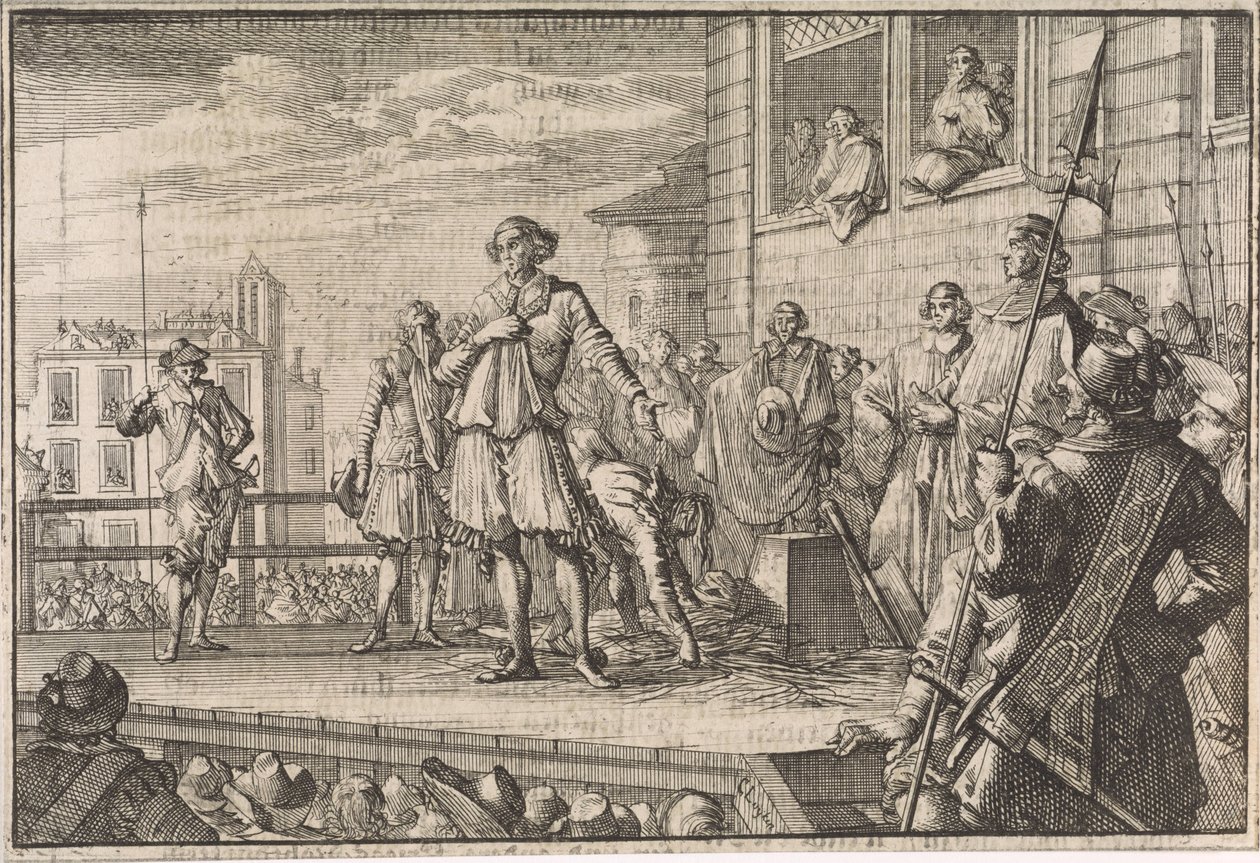 Thomas Wentworth, Earl of Strafford Addressing the People from the Scaffold, 1641 by Caspar Luyken