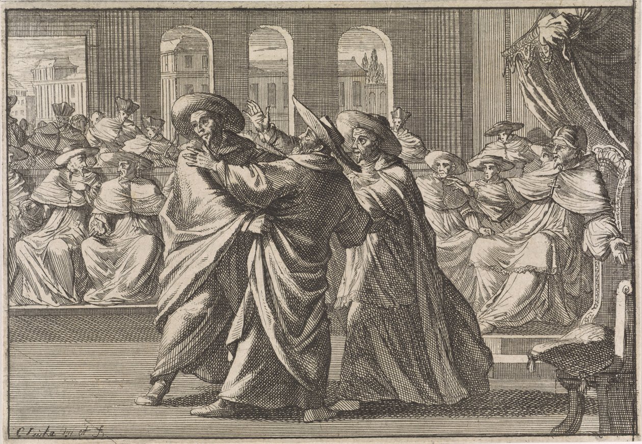 During the Election of Urban VIII, Cardinal Borja and Cardinal Antonio Barberini Clash, 1632 by Caspar Luyken