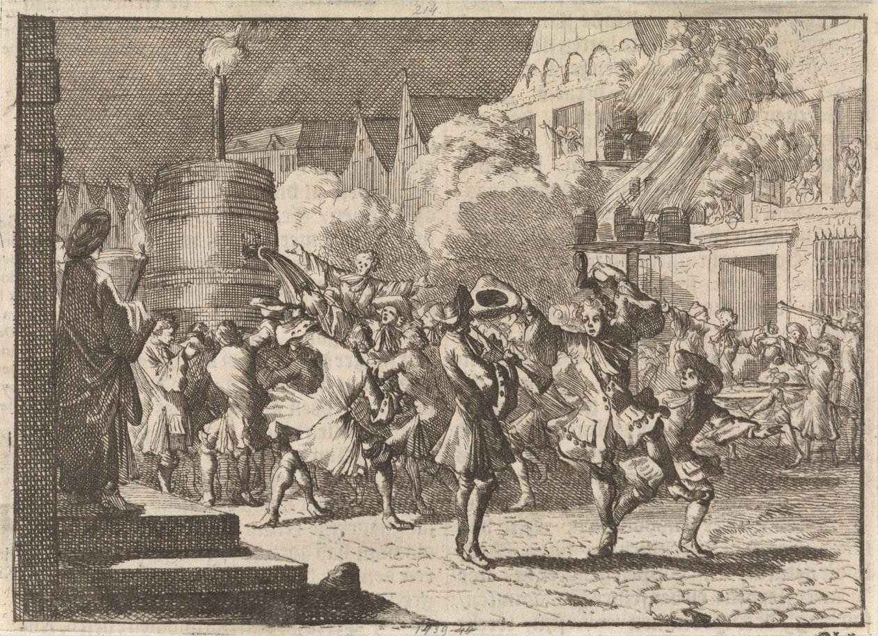Joy in Paris Following the False Report of the Death of William III at the Battle of the Boyne, 1690 by Caspar Luyken