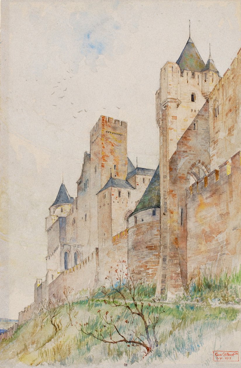 Battlements of Carcassonne, France by Cass Gilbert