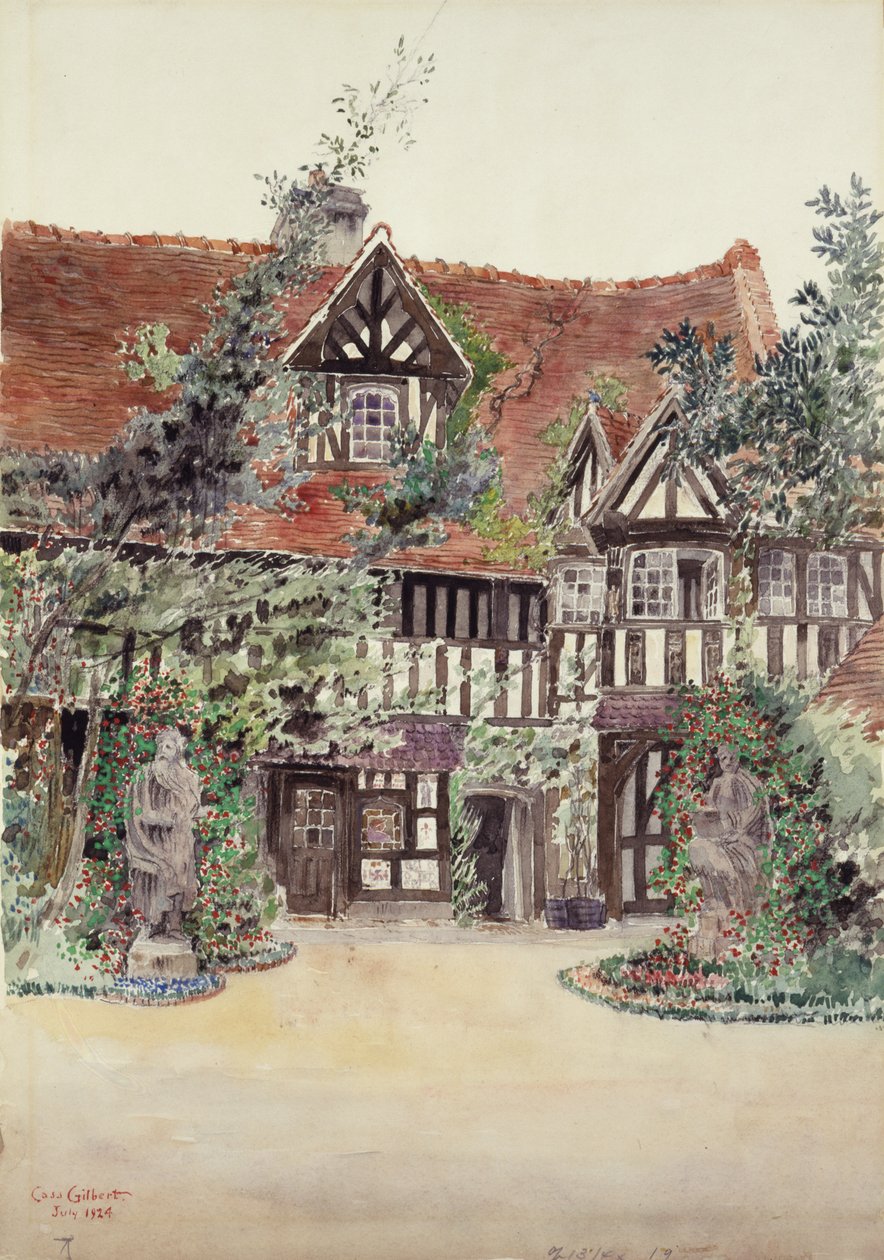 The Smaller Courtyard, Hotel Guilleaume le Conquerant, Dives, France, 1924 by Cass Gilbert