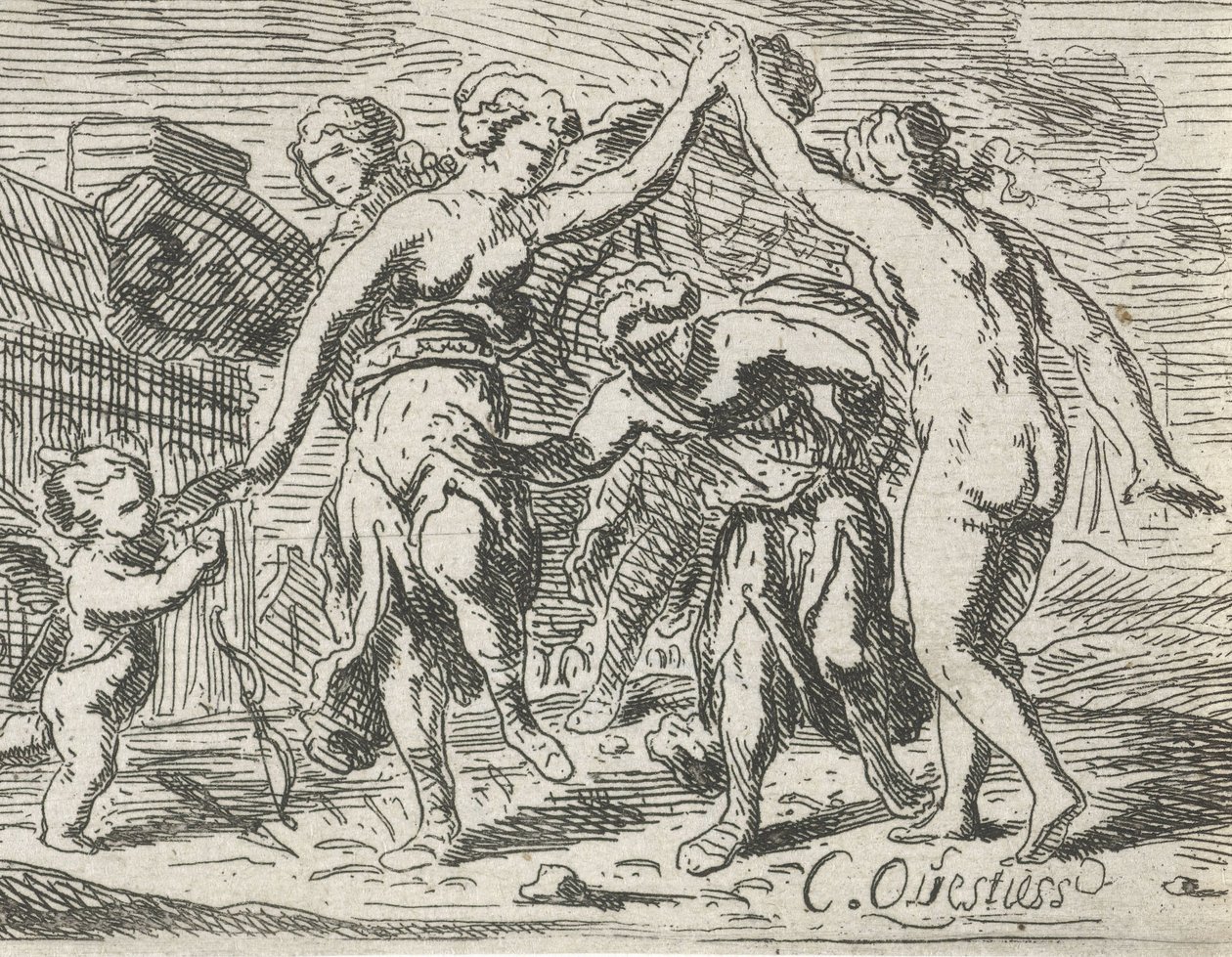 Dancing Women and Amor by Catharina Questiers