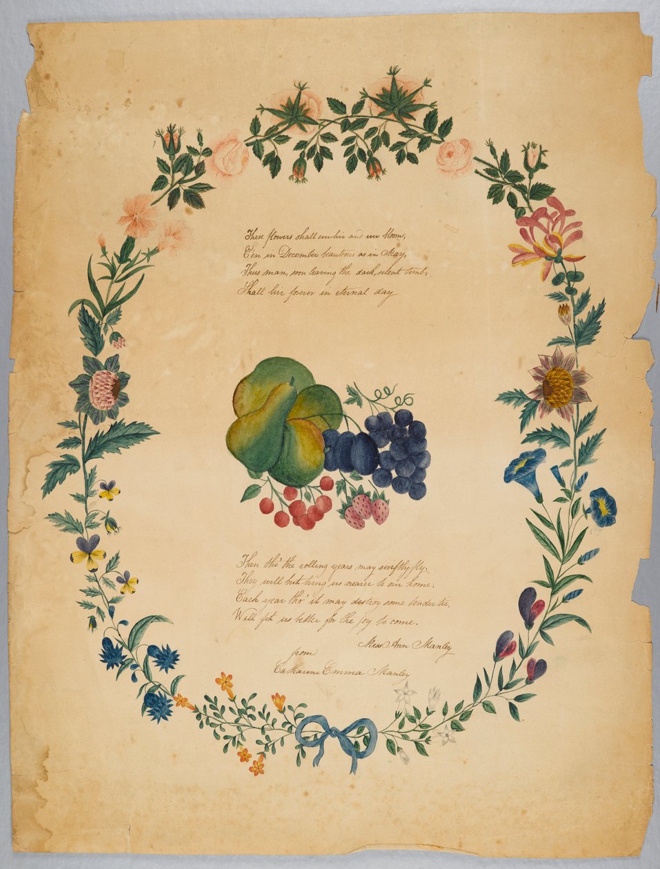 Untitled (Poem and Decorative Wreath) by Catherine Emma Manley