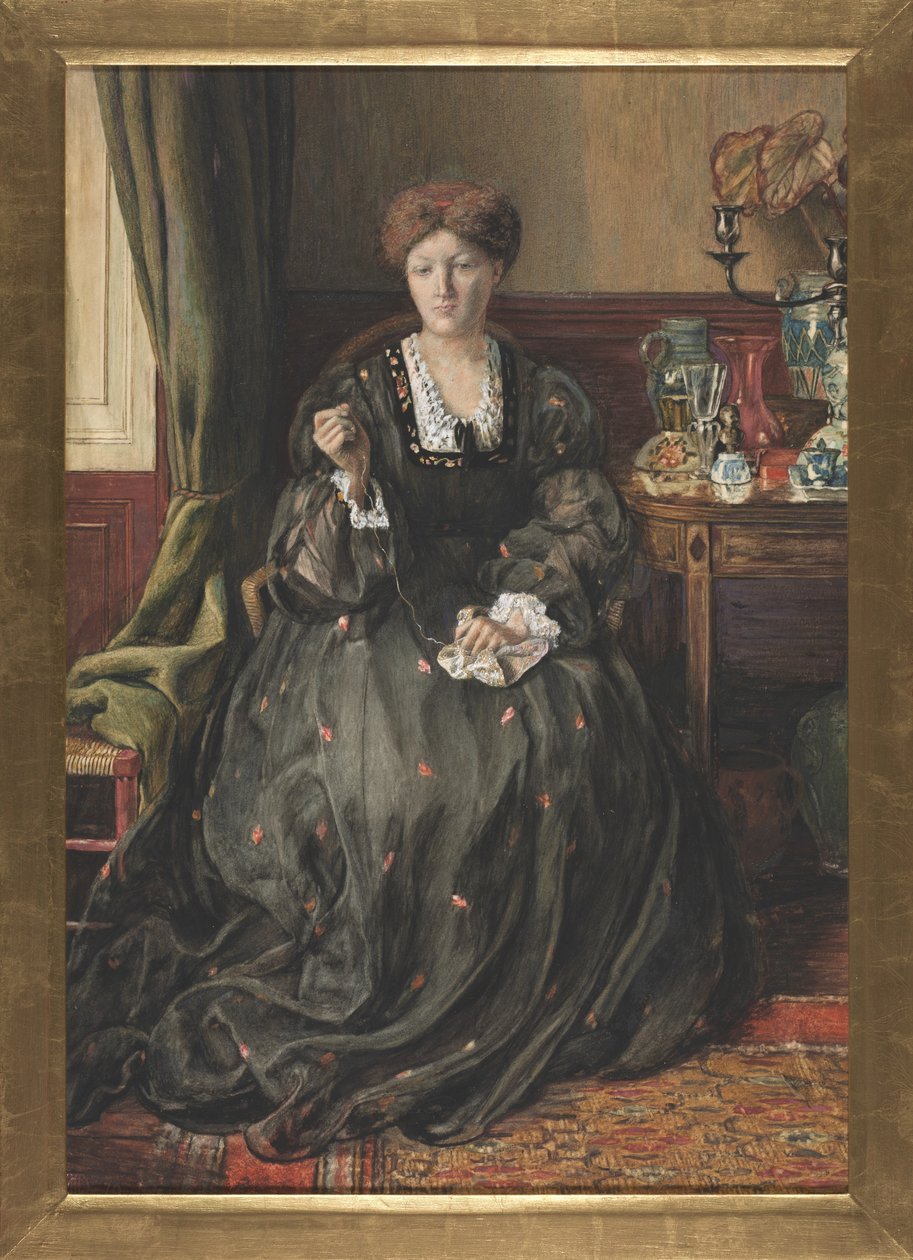 Thinking, Portrait of Emma Madox Brown, c. 1870 by Catherine Nee Madox Brown Hueffer