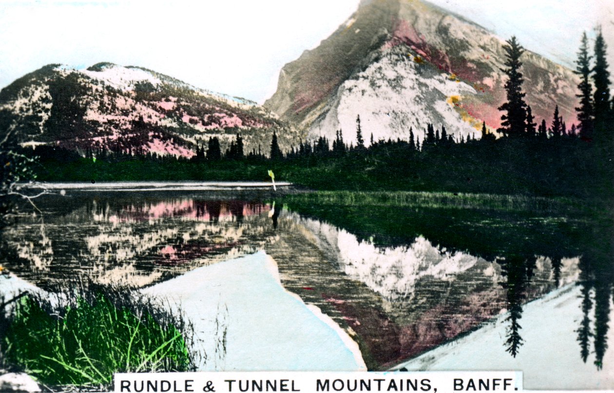 Mounts Rundle and Tunnel, Banff, Alberta, Canada, c1920s by Cavenders Ltd