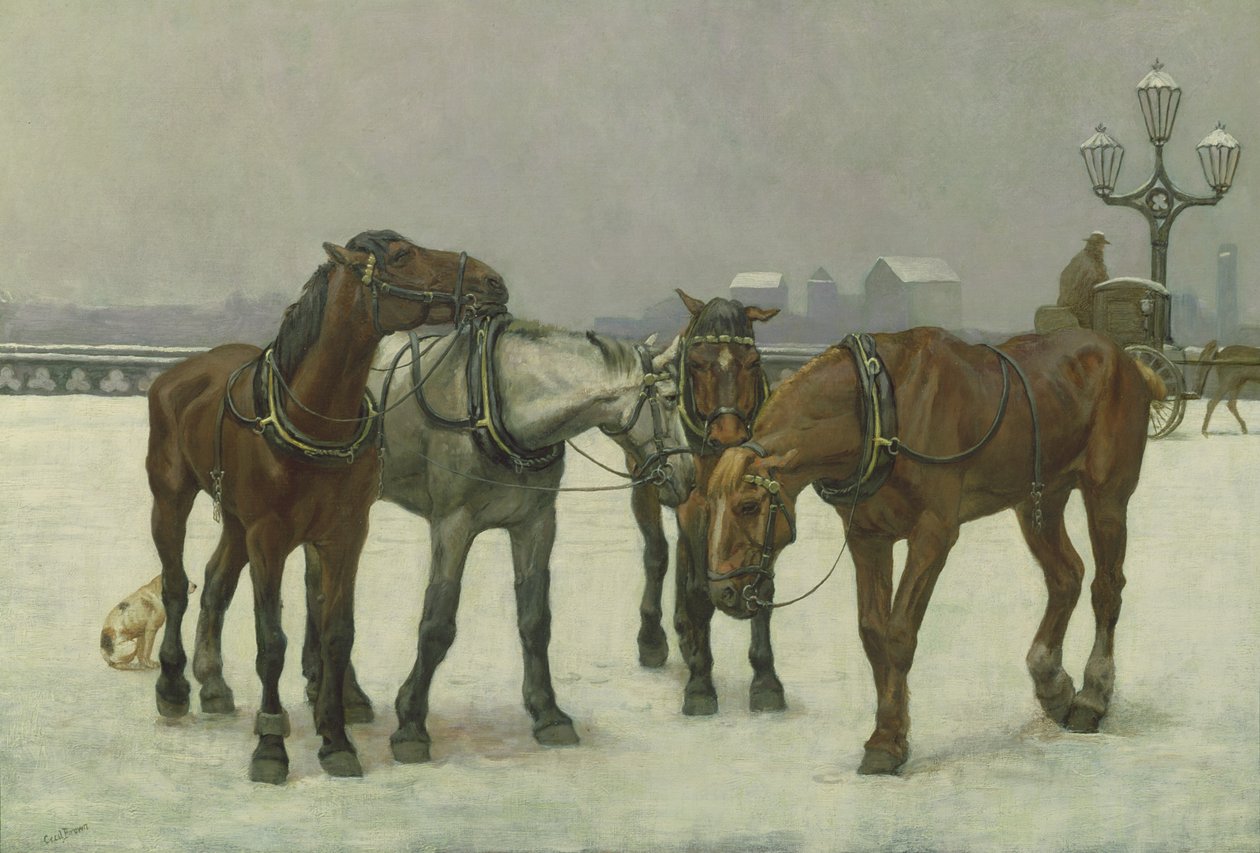 Cab Horses on the Seine by Cecil Brown