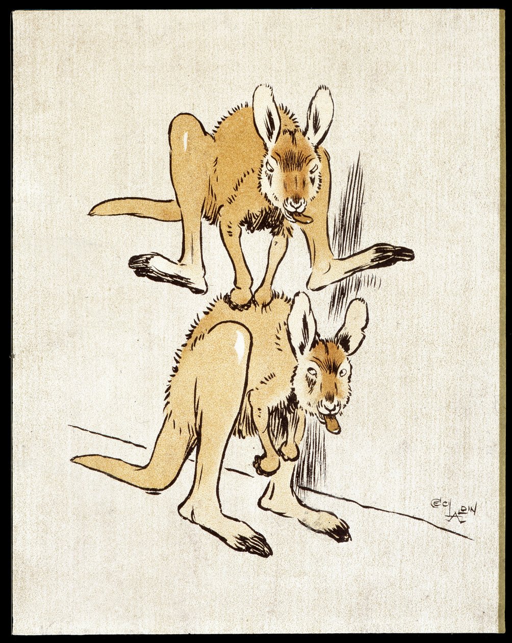 Comic Kangaroos. Two Kangaroos Play a Sheep Jump by Cecil Charles Windsor Aldin