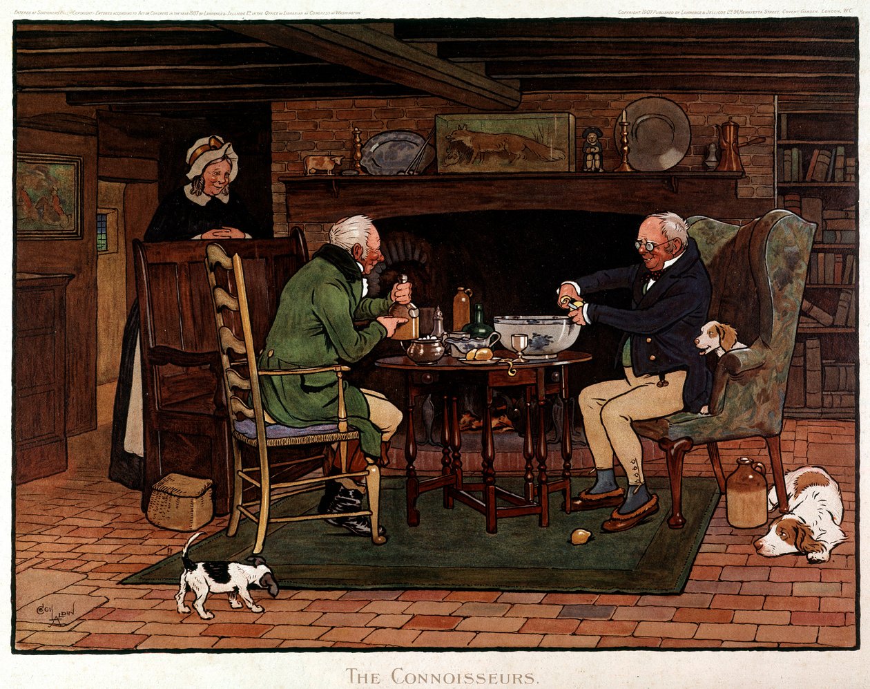 Connoisseurs Two English Preparing Punch by Cecil Charles Windsor Aldin