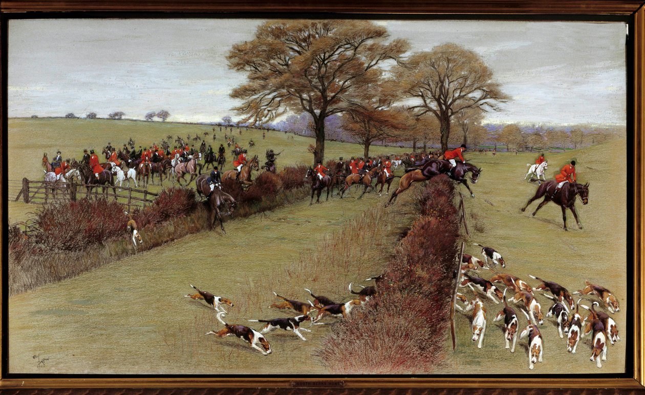Hunting scene, crew South Berks by Cecil Charles Windsor Aldin