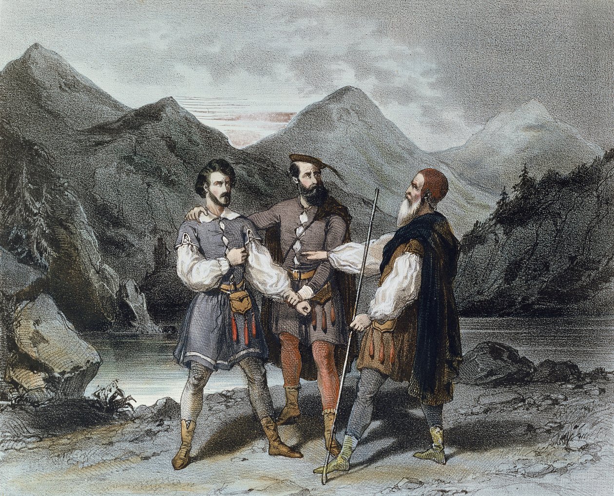 The Oath of the Three Cantons, illustration for the opera William Tell by Gioacchino Rossini by Celestin Deshayes