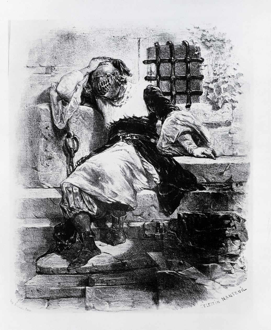 The Man in the Iron Mask in his Prison, illustration for the opera by Adrien Boieldieu and E. Barateau by Celestin Francois Nanteuil