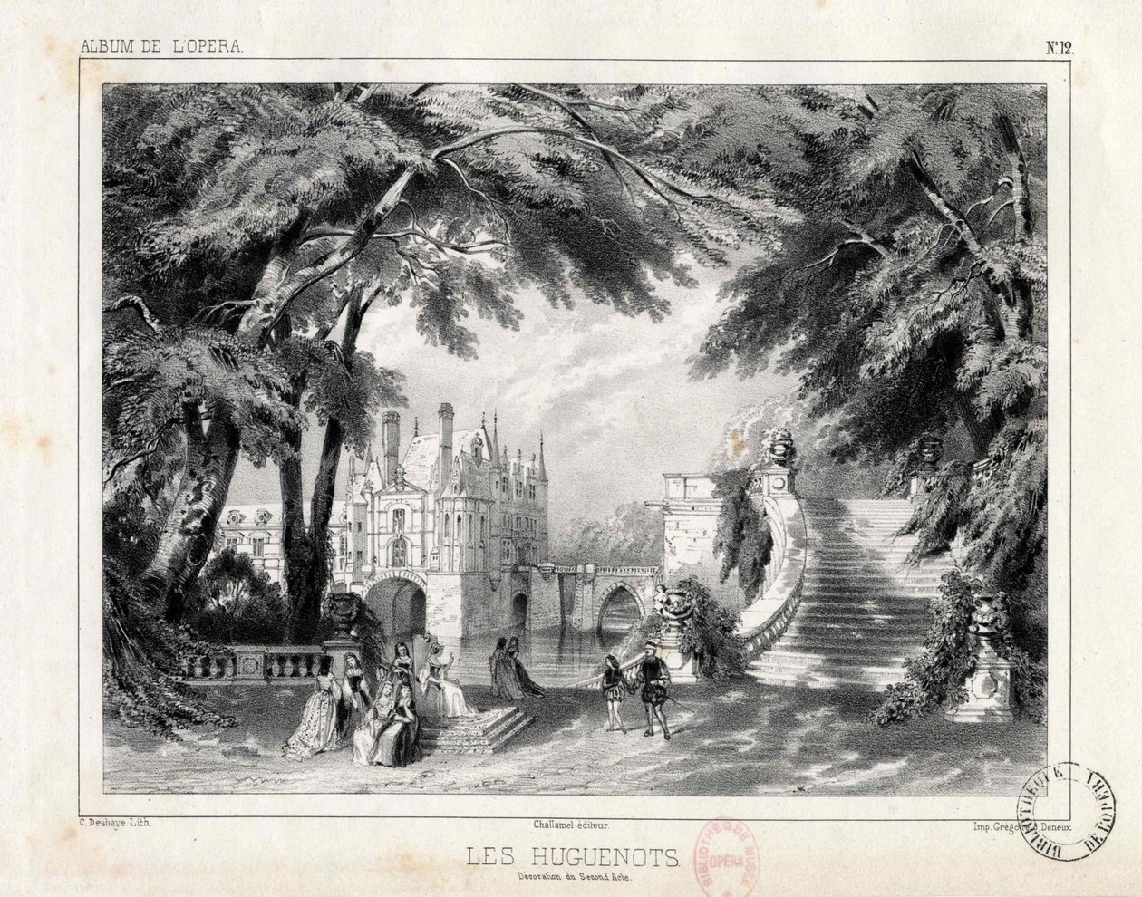 The Castle and Gardens at the Château de Chenonceaux, 1836 by Celestin Deshayes