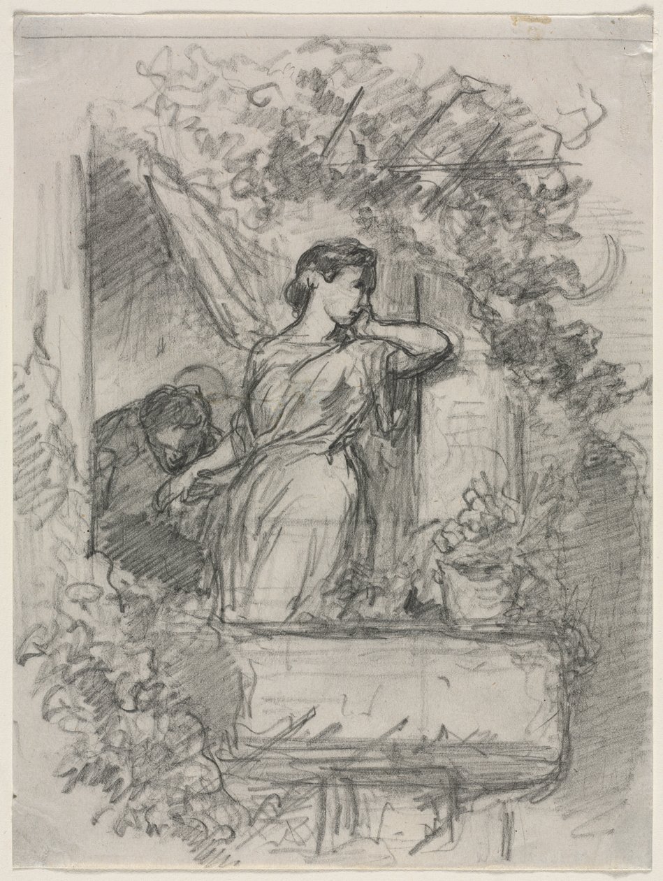 On the Balcony by Celestin Francois Nanteuil