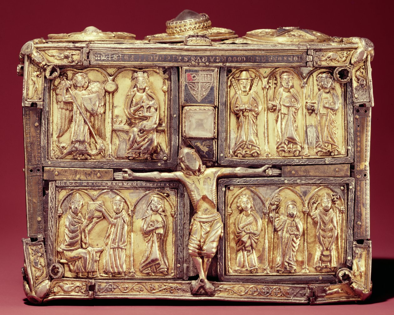 Top of the Domnach Airgid book shrine, Clones, County Monaghan, 8th century, remodelled in c.1350 by Celtic