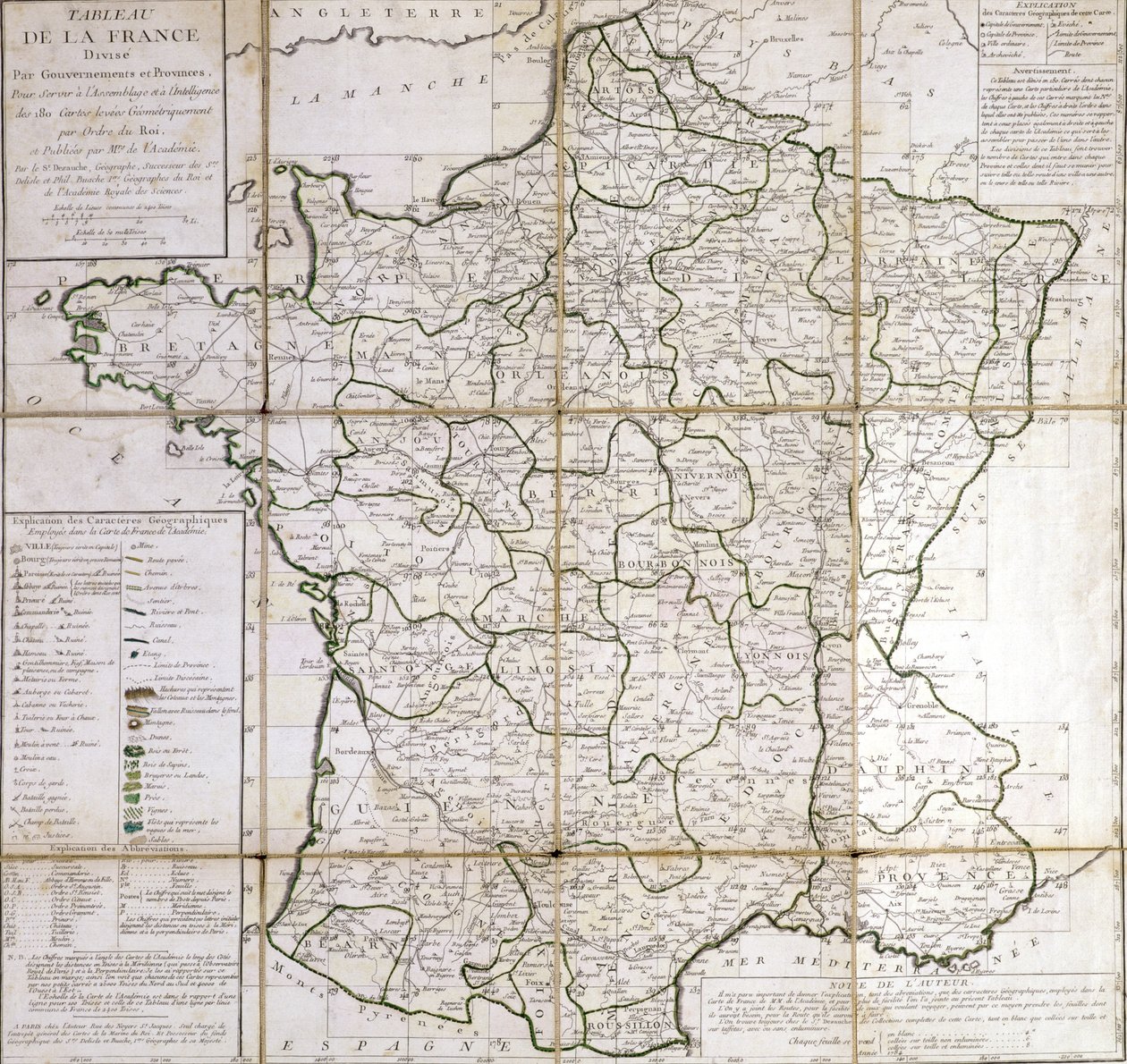 Map of France divided into Provinces by Cesar Francois Cassini de Thury