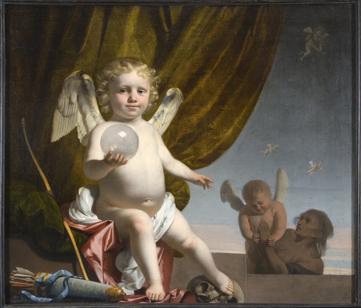 Amor Holding a Glass Orb by Cesar Boetius van Everdingen